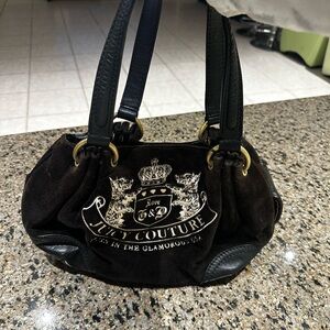 Vintage Juicy Couture Black and Dark Brown Shoulder Bag